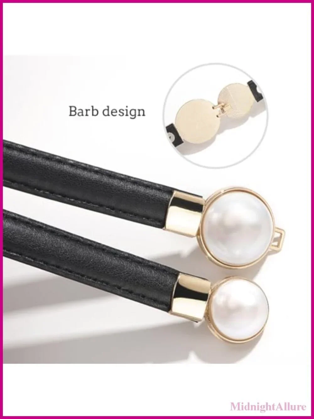Skinny Belts Women Thin PU Leather Pearl Buckle Dress Belt